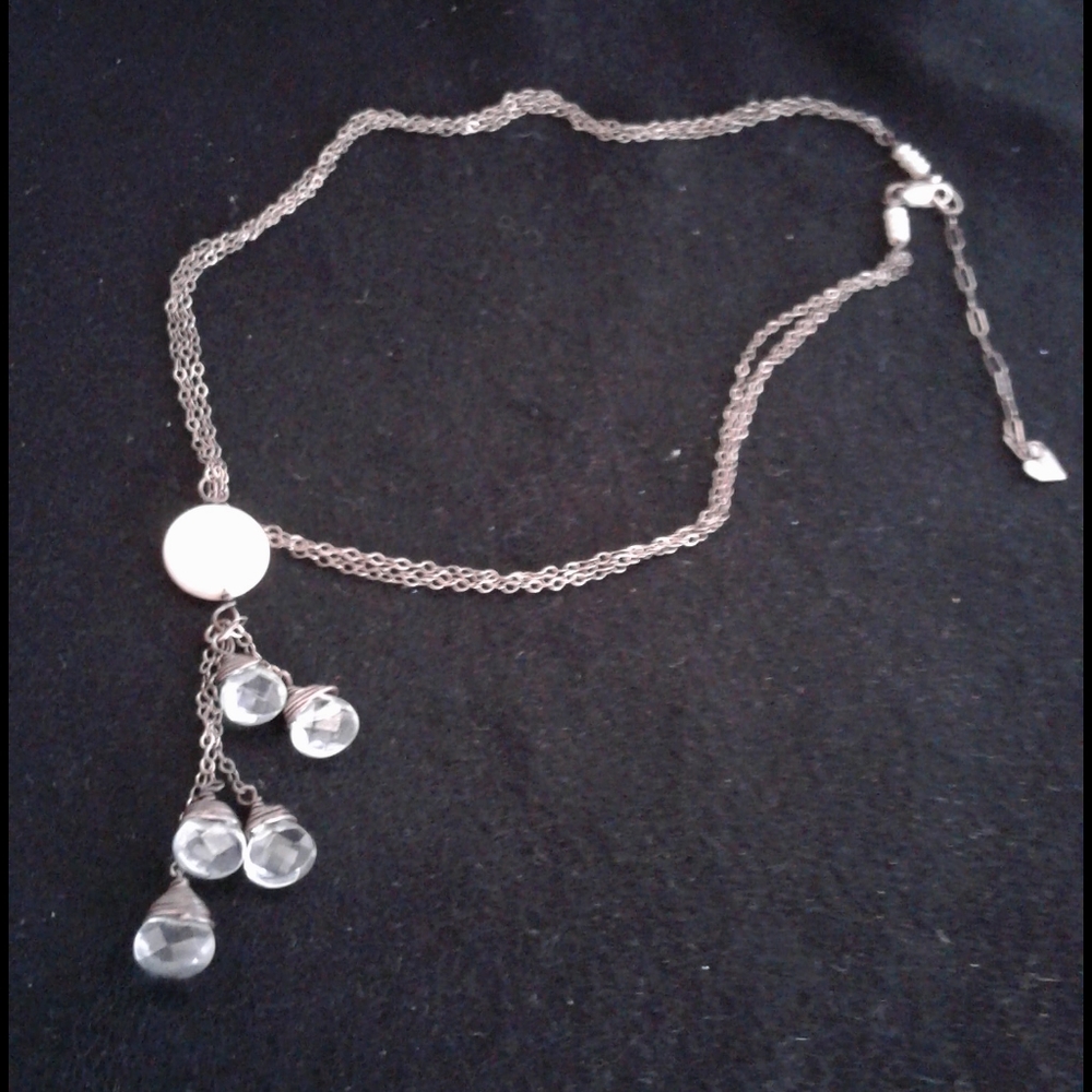 J. Jill necklace, pearl disk, pale aqua crystals